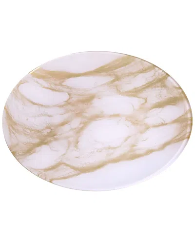 Alice Pazkus Set Of Four 12.75in Gold And White Marbleized Chargers In Multi