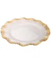 Alice Pazkus Set Of Four 12in Chargers With Scalloped Gold Rim In Gold