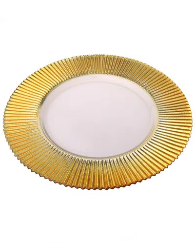 Alice Pazkus Set Of Four 13in Glass Chargers With Gold Design
