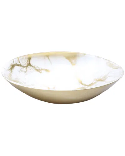 ALICE PAZKUS ALICE PAZKUS SET OF FOUR 8.5IN WHITE AND GOLD MARBLEIZED OVAL BOWLS