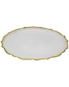 Alice Pazkus Set Of Four Alabaster 8in White Plates With Gold Trim In White