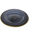 Alice Pazkus Set Of Four Black Alabaster 11in Dinner Plates With Gold Trim In Black