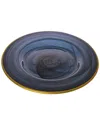 Alice Pazkus Set Of Four Black Alabaster 11in Dinner Plates With Gold Trim In Black