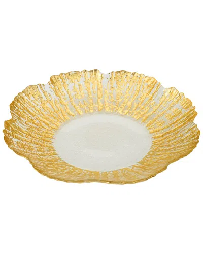 ALICE PAZKUS ALICE PAZKUS SET OF FOUR CLEAR AND GOLD FLOWER SHAPED SCALLOPED 6.25IN PLATES