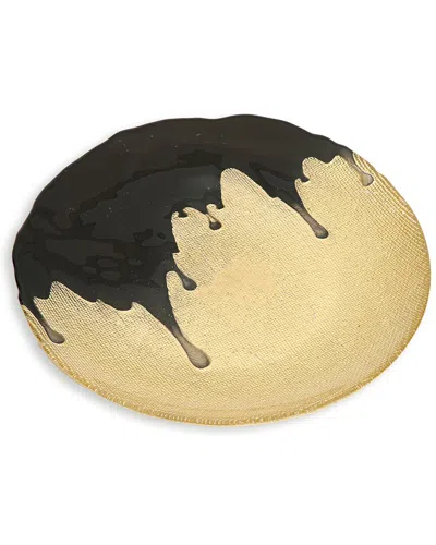 ALICE PAZKUS ALICE PAZKUS SET OF FOUR GOLD AND BLACK DIPPED DESIGNED 11IN DINNER PLATES