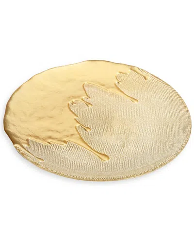 Alice Pazkus Set Of Four Gold Dipped Designed 13in Chargers In Clear