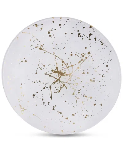 ALICE PAZKUS ALICE PAZKUS SET OF FOUR OPAQUE WHITE CHARGERS WITH SPLASHY GOLD DESIGN