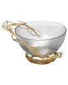Alice Pazkus Smoked Glass Salad Bowl With Gold Twig Design In Gold