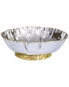 Alice Pazkus Stainless Steel Crumpled Bowl With Mosaic Base In Metallic