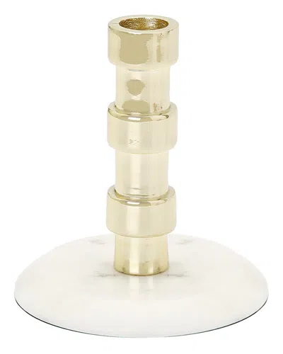 Alice Pazkus Tapered Candle Holder On Marble Base In Gold
