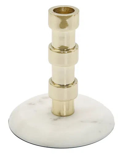 Alice Pazkus Tapered Candle Holder On Marble Base In Gold