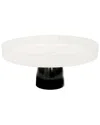 Alice Pazkus White And Black Glass Cake Plate On Stem In White
