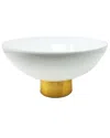 Alice Pazkus White Glass Bowl On Gold Base In White