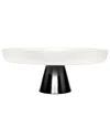 Alice Pazkus White Glass Cake Plate On Black Stem In White