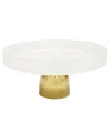 Alice Pazkus White Glass Cake Plate On Stem In White