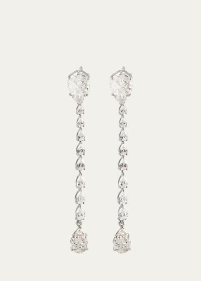 Alice Van Cal 18k White Gold Pear Diamond Drop Earrings In Metallic