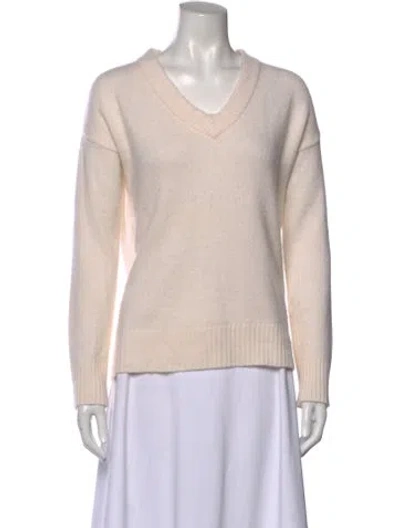 Pre-owned Alice Walk Cashmere V-neck Sweater In White