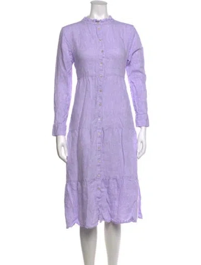 Pre-owned Alice Walk Linen Midi Length Dress In Purple