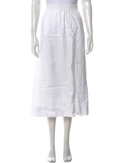 Pre-owned Alice Walk Linen Midi Length Skirt In White