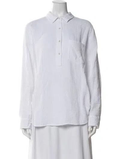 Pre-owned Alice Walk Long Sleeve Button-up Top In White