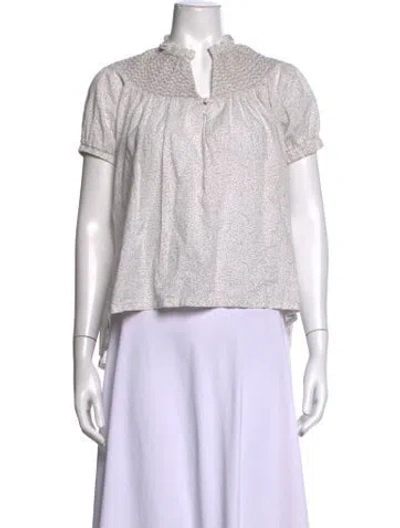 Pre-owned Alice Walk Printed Short Sleeve Top In White