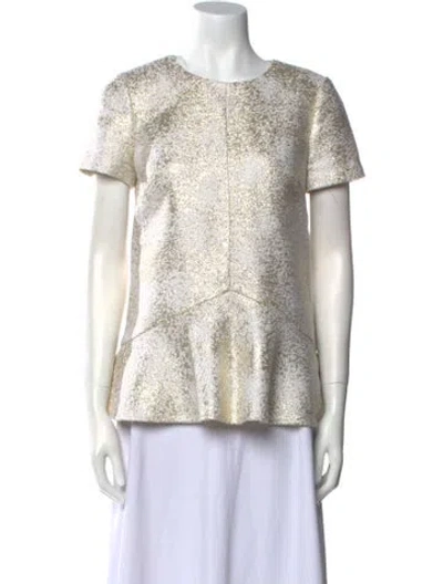 Pre-owned Alice Walk Silk Crew Neck Top In Neutral