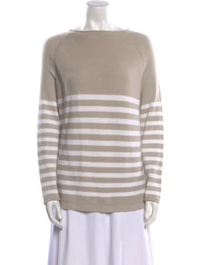 Pre-owned Alice Walk Striped Bateau Neckline Sweater In Neutral