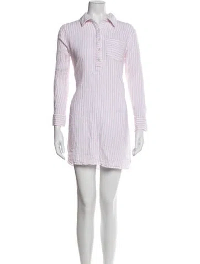 Pre-owned Alice Walk Striped Mini Dress In White