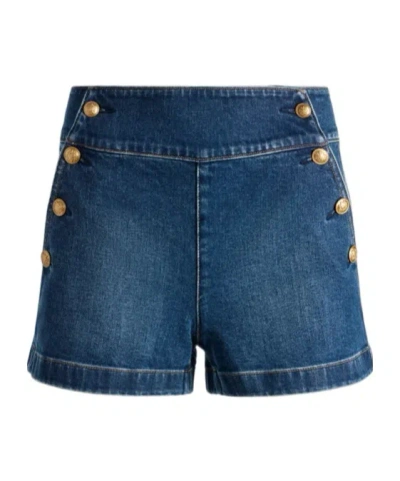 Aliceolivia Button-down Shorts On Both Sides In Blue