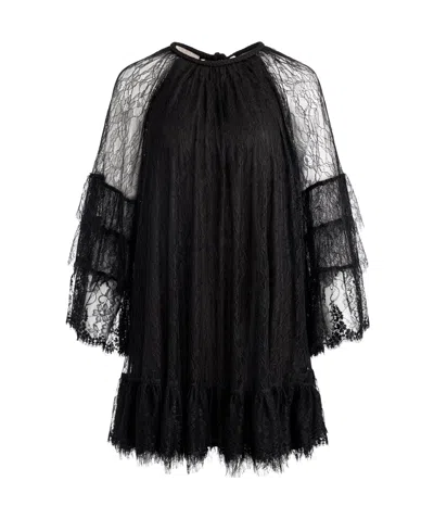Aliceolivia Delia Ruffled Tunic Dress In Black