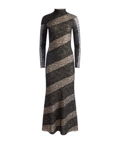 Aliceolivia Delora Lace Paneled Dress In Black