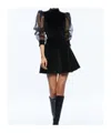 Alice And Olivia Paulette Mock-neck Puff-sleeve Dress In Black