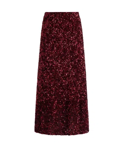 Aliceolivia Sequin-embellished Flared Skirt In Brown