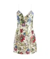 Alice And Olivia Tayla Metallic Floral-print Jacquard Mini Dress In Gray White And Colorful