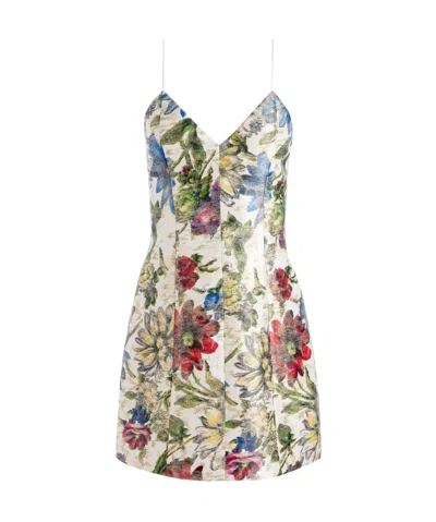 Aliceolivia Tayla Mini Dress In Gray White And Colorful