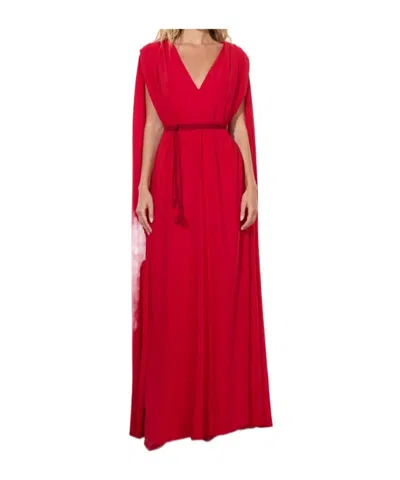 Aliceolivia Zenaida Long Cape Dress In Red