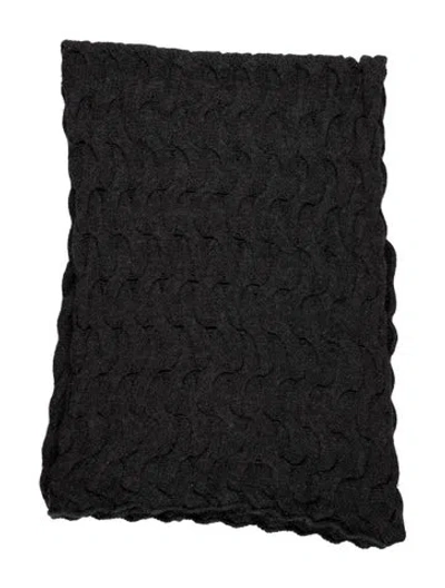 Pre-owned Alicia Adams Alpaca Textured Knit Alpaca Blanket In Grey