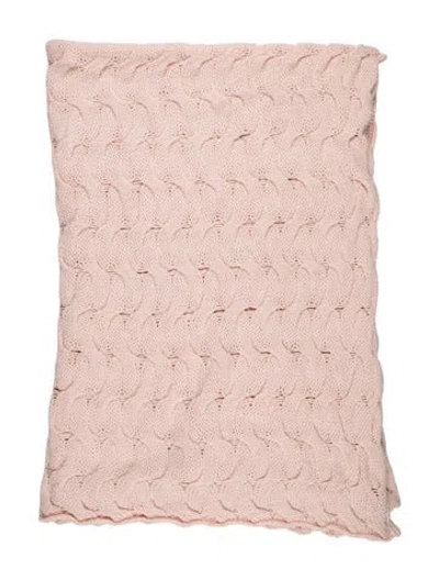 Pre-owned Alicia Adams Alpaca Textured Knit Alpaca Blanket In Pink