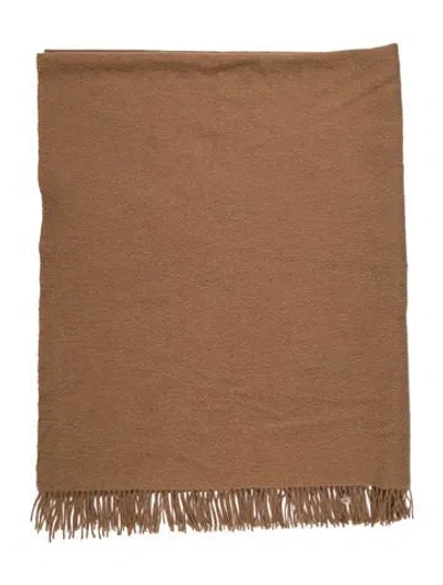Pre-owned Alicia Adams Alpaca Throw Blanket In Brown