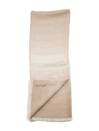 Pre-owned Alicia Adams Alpaca Two-tone Woven Baby Alpaca Throw Blanket In Neutral