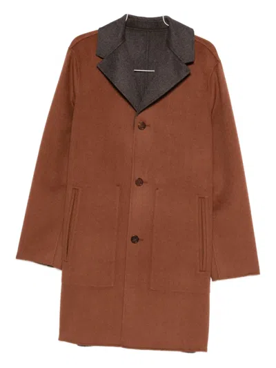 Alicia Audrey Button-fastening Coat In Brown