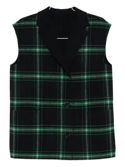 Alicia Audrey Julie Check Lapel Sleeveless Vest