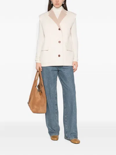 Alicia Audrey Julie Two-tone Sleeveless Reversible Gilet In Neutral