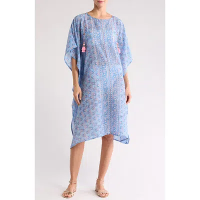 Alicia Bell Cotton & Silk Voile Caftan In Blue