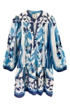 Alicia Bell Elle Long Sleeve Cotton & Silk Minidress In Navy