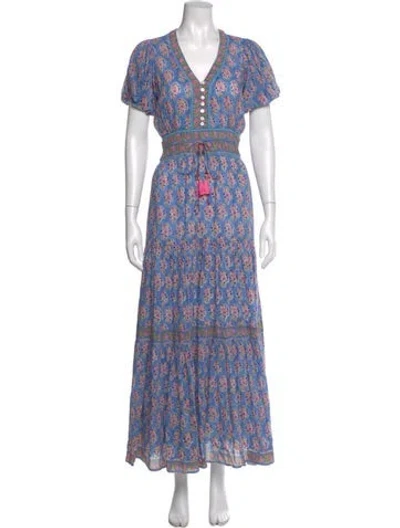 Pre-owned Alicia Bell Floral Print Long Dress In Blue