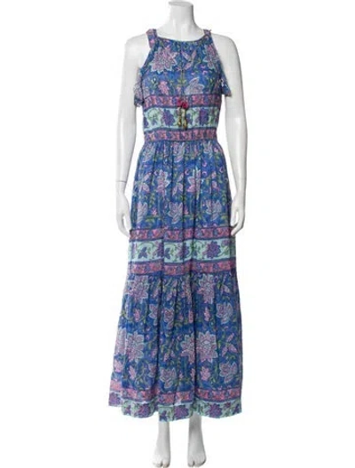 Pre-owned Alicia Bell Floral Print Long Dress In Blue
