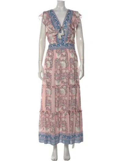 Pre-owned Alicia Bell Floral Print Long Dress In Pink