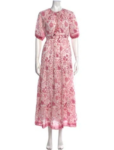 Pre-owned Alicia Bell Floral Print Long Dress In Pink