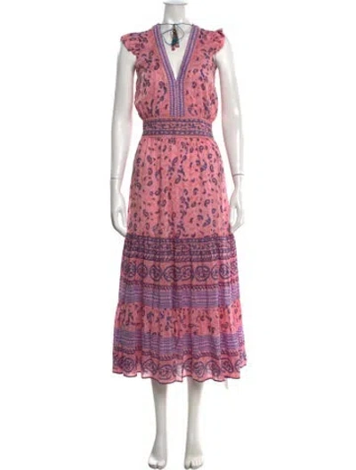 Pre-owned Alicia Bell Floral Print Long Dress In Pink